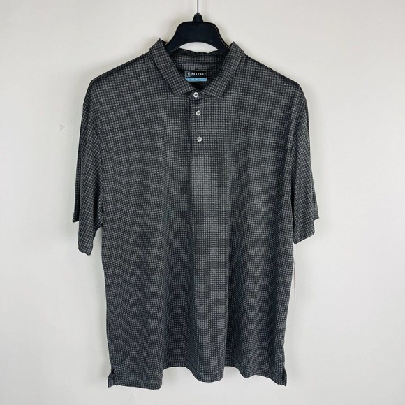 New PGA TOUR Mens Sz XXL Grey Checkered Polo Shirt Stretch NWT - Picture 2 of 8